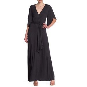 Nordstrom Go Couture Black Bell Sleeve Maxi Dress NEW